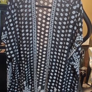 Max Studio Black and White Polka Dot Kimono